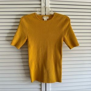 Anthropologie Maeve Mustard Ribbed Shirt Size XS
